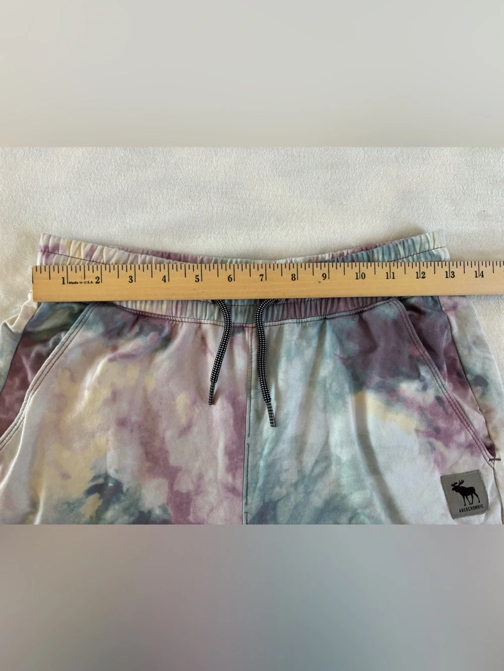 Abercrombie Kids 13/14 (XL) Active Shorts Purple Multi Tie Dye Athleisure Fleece